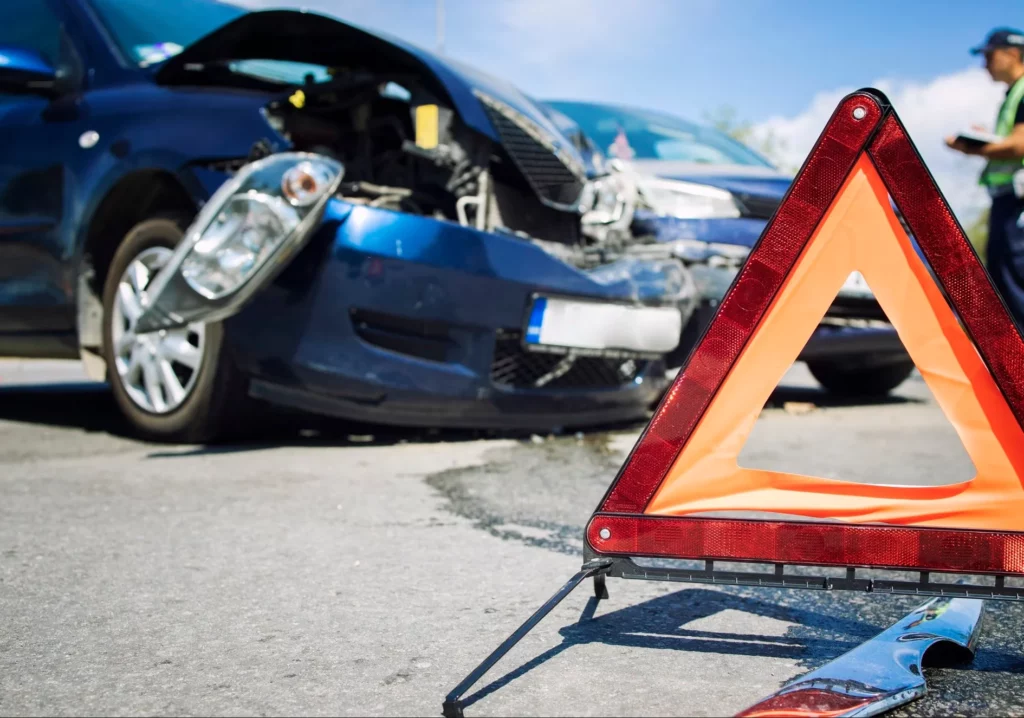 road accident with smashed cars